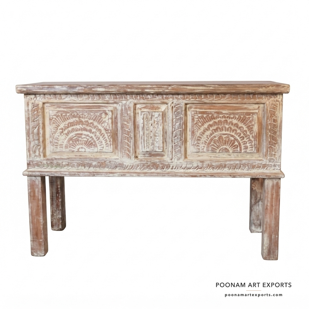 Indian White Distress Vintage Console