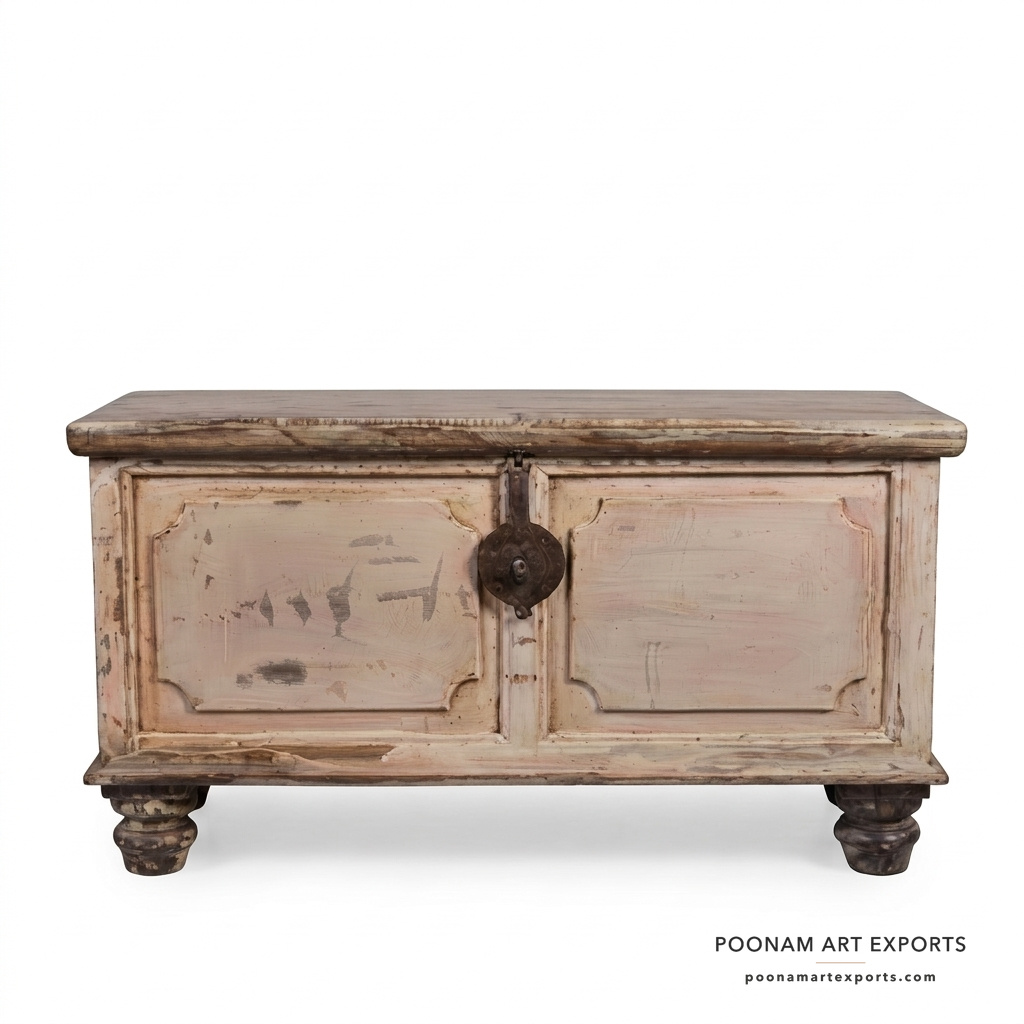 Antique Shabby Chic Indian Trunk